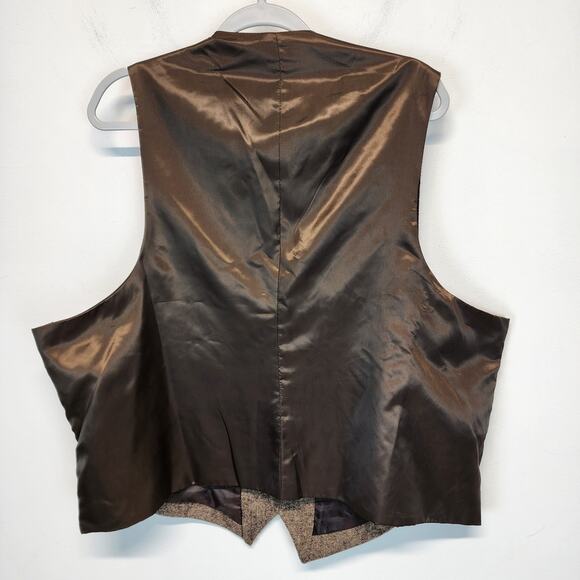 Madison Wool Vest Waistcoat Mens XXL Brown Pockets Button Front Western Business - Picture 2 of 8